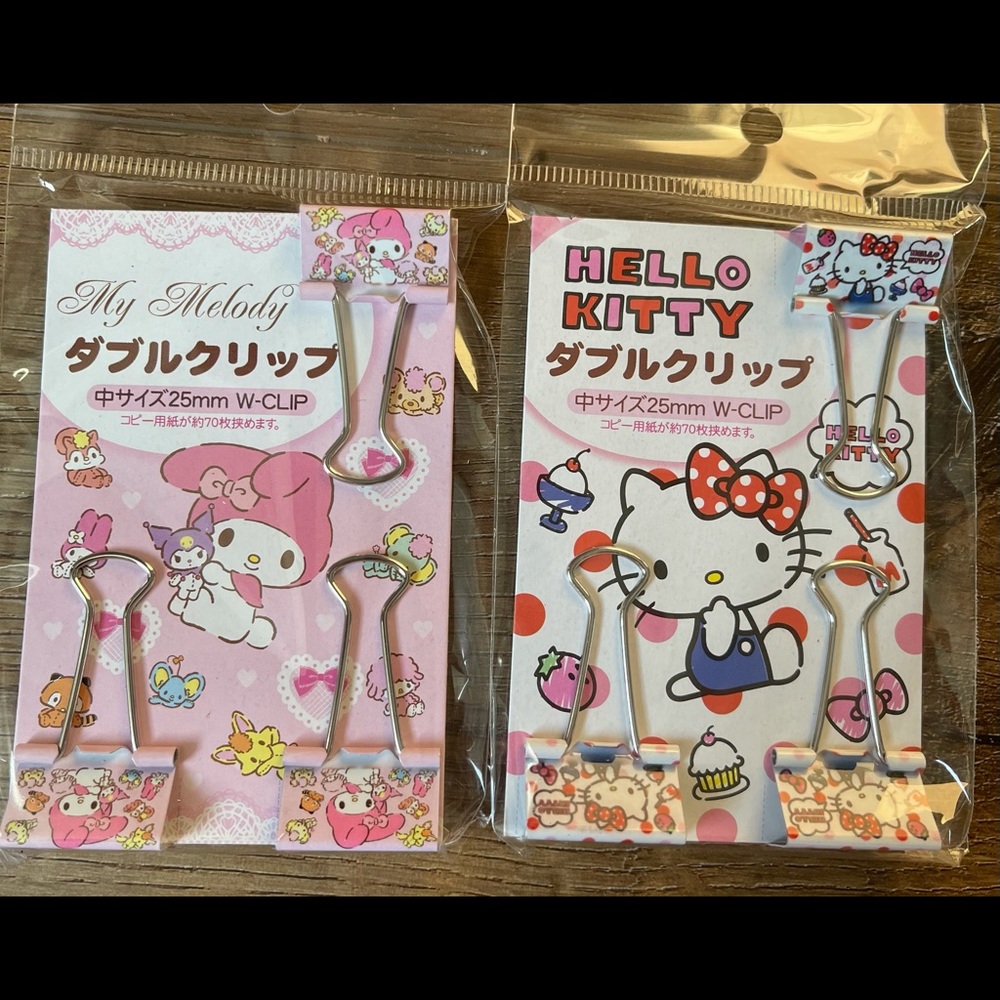 HELLO KITTY & MY MELODY-NWT Metal Paper Binders - Picture 3 of 9
